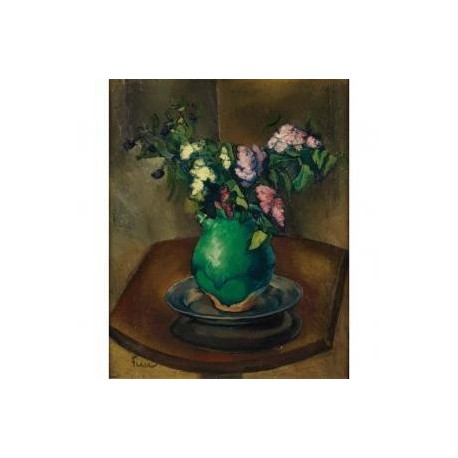 Still Life of Lilacs in a Green Jug by Adolphe Feder - Jewish Art Oil Painting Gallery
