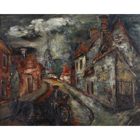 Carriage in the City Streets by Issachar Ber Ryback Jewish Art Oil Painting Gallery