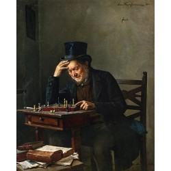 Chess Player by Isidor Kaufmann - Jewish Art Oil Painting Gallery