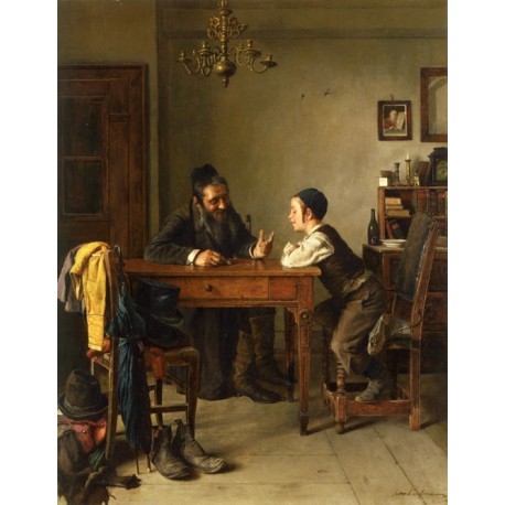 Commercial Instruction by Isidor Kaufmann - Jewish Art Oil...