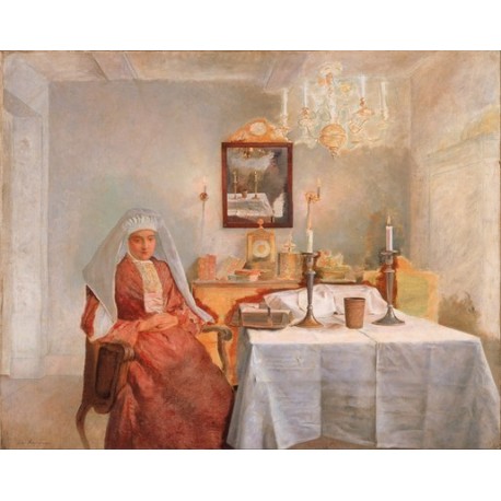 Friday Evening I by Isidor Kaufmann - Jewish Art Oil Painting Gallery
