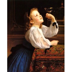 The Pet Bird by William Adolphe Bouguereau - Art gallery oil...