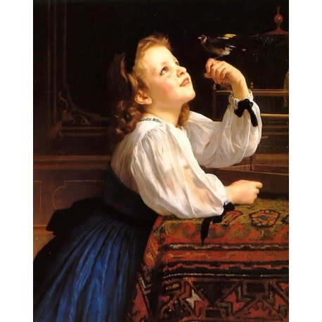 The Pet Bird by William Adolphe Bouguereau - Art gallery oil...