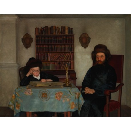 Rabbi with Young Student by Isidor Kaufmann - Jewish Art Oil Painting Gallery