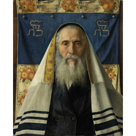 Rabbi with Prayer Shawl by Isidor Kaufmann - Jewish Art Oil Painting Gallery