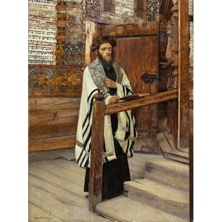 Reading Rabbi in the Courts of the Temple  by Isidor Kaufmann - Jewish Art Oil Painting Gallery