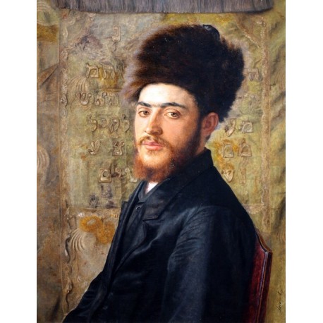 Man with Fur Hat by Isidor Kaufmann - Jewish Art Oil Painting Gallery