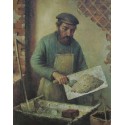 Plasterer, 1920 by Yehuda Pen - Jewish Art Oil Painting Gallery