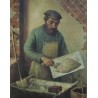 Plasterer, 1920 by Yehuda Pen - Jewish Art Oil Painting Gallery