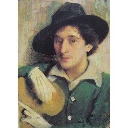Portrait of Marc Chagall, 1915 by Yehuda Pen - Jewish Art Oil Painting Gallery
