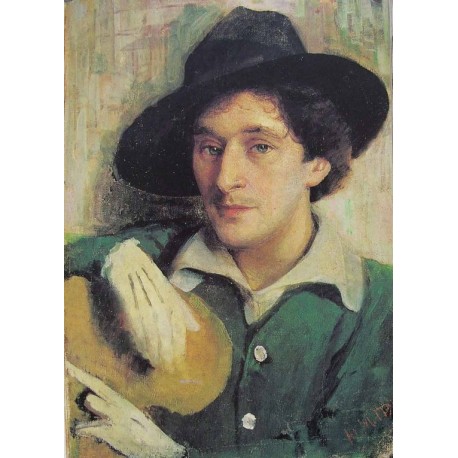 Portrait of Marc Chagall, 1915 by Yehuda Pen - Jewish Art Oil Painting Gallery