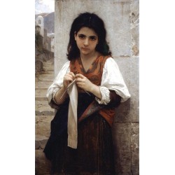 Tricoteuse, 1879 by William Adolphe Bouguereau - Art gallery oil painting reproductions