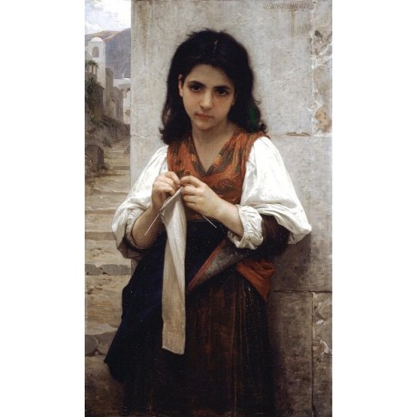 Tricoteuse, 1879 by William Adolphe Bouguereau - Art gallery oil...