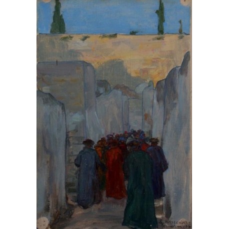 On the Way to the Western Wall, 1908 by Samuel Hirszenberg- Jewish Art Oil Painting Gallery