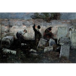 The Jewish Cemetery, 1892 by Samuel Hirszenberg- Jewish Art Oil...