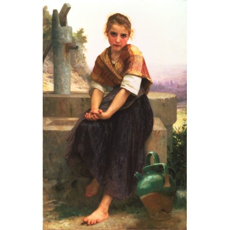 The Broken Pitcher 1891 by William Adolphe Bouguereau - Art gallery oil painting reproductions