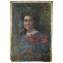 Portrait of a Girl Holding Flowers by Leopold Pilichowski - Jewish...