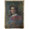 Portrait of a Girl Holding Flowers by Leopold Pilichowski - Jewish Art Oil Painting Gallery