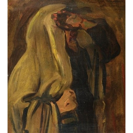 Jew Wrapped in a Prayer Shawl by Leopold Pilichowski - Jewish Art Oil Painting Gallery