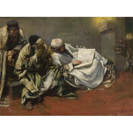 Yom Kippur by Leopold Pilichowski - Jewish Art Oil Painting Gallery