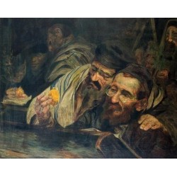 Succot II by Leopold Pilichowski - Jewish Art Oil Painting Gallery