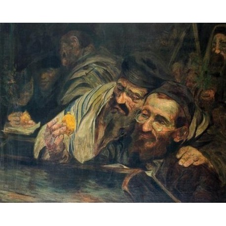 Succot II by Leopold Pilichowski - Jewish Art Oil Painting Gallery