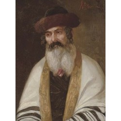A Rabbi Wearing a Streimel and Tallis by Josef  Johann Suss -...