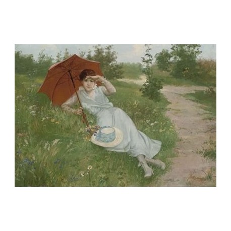 A Rest on the Way by Josef  Johann Suss - Jewish Art Oil Painting...