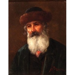 Figure of a Rabbi by Josef  Johann Suss - Jewish Art Oil Painting...