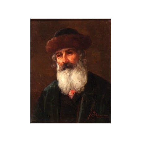 Figure of a Rabbi by Josef  Johann Suss - Jewish Art Oil Painting...