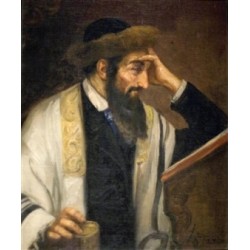 Rabbi Reading by Josef  Johann Suss - Jewish Art Oil Painting Gallery