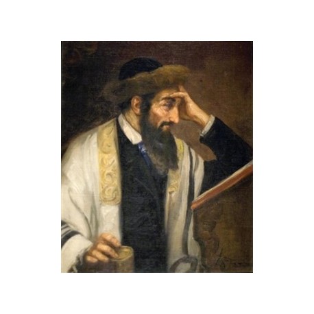 Rabbi Reading by Josef  Johann Suss - Jewish Art Oil Painting Gallery