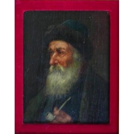 Rabbi with Streimel and Pipe Suss by Josef  Johann Suss - Jewish Art Oil Painting Gallery