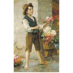 The Flower Seller by Josef  Johann Suss - Jewish Art Oil Painting...