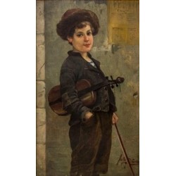 The Young Jewish Violinist by Josef  Johann Suss - Jewish Art Oil...