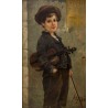 The Young Jewish Violinist by Josef  Johann Suss - Jewish Art Oil Painting Gallery