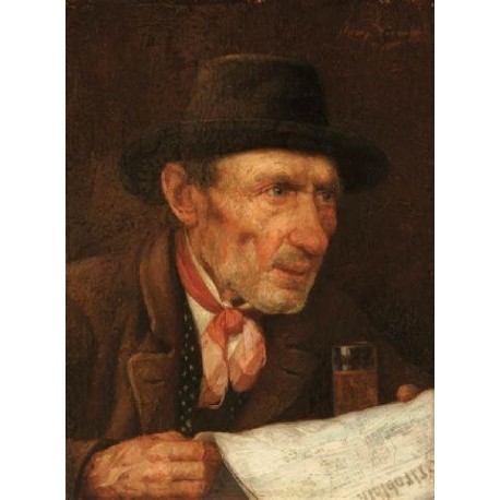 The Daily News by Josef  Johann Suss - Jewish Art Oil Painting Gallery