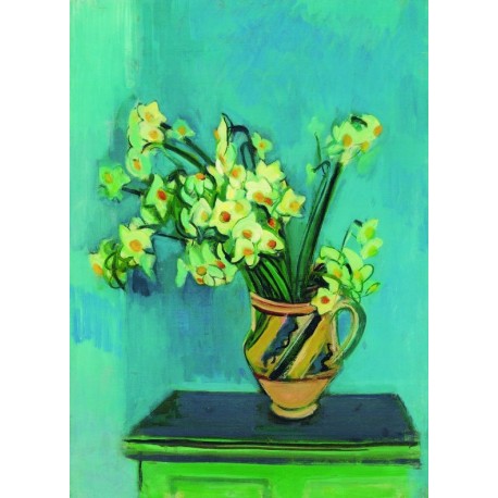 Deffodils in Cermic Jug  by Rudolf Levy - Jewish Art Oil Painting...