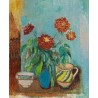 Dahlias in Blue Vase, 1942 by Rudolf Levy - Jewish Art Oil...