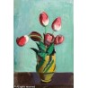 Tulips in Ceramic Jug by Rudolf Levy - Jewish Art Oil Painting Gallery