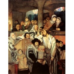 Jews Praying in the Synagogue on Yom Kippur by Maurycy Gottlieb-...