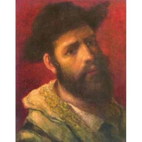 Portrait of a Rabbi II by Maurycy Gottlieb- Jewish Art Oil Painting Gallery