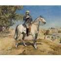 A Rider on a Horse at Jerusalem's Gates by Gustav Bauernfeind -...