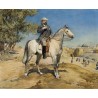 A Rider on a Horse at Jerusalem's Gates by Gustav Bauernfeind - Jewish Art Oil Painting Gallery