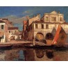 Canal Scene in Chioggia by Gustav Bauernfeind - Jewish Art Oil Painting Gallery