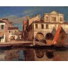 Canal Scene in Chioggia by Gustav Bauernfeind - Jewish Art Oil...