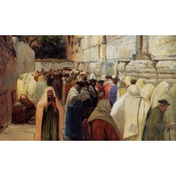 Jews at the Wailing Wall by Gustav Bauernfeind - Jewish Art Oil Painting Gallery