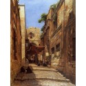 Scene of Street in Jerusalem by Gustav Bauernfeind - Jewish Art...