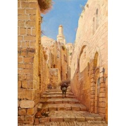 Street by Gustav Bauernfeind - Jewish Art Oil Painting Gallery