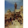 Oriental Street Scene by Gustav Bauernfeind - Jewish Art Oil...